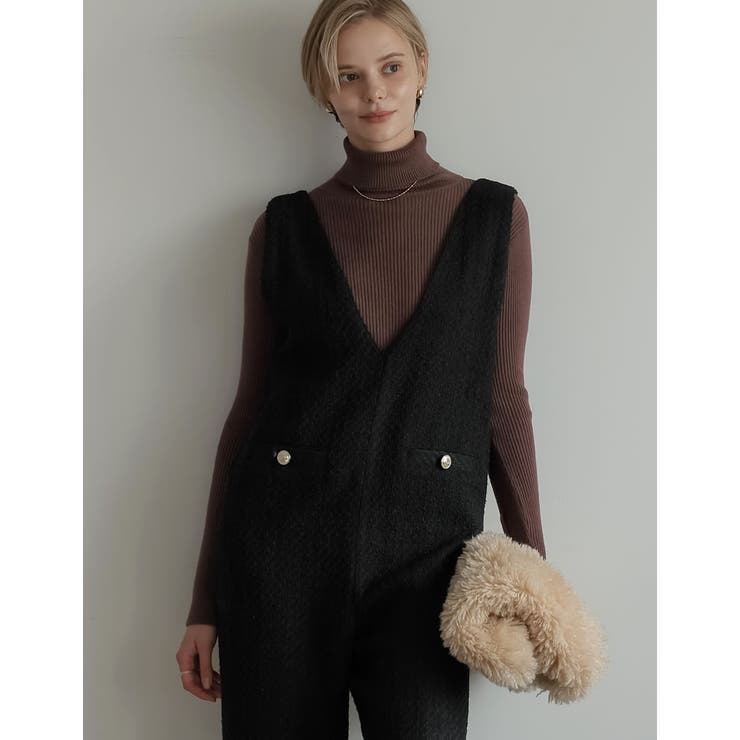 Re:EDIT [2024-25 WINTER COLLECTION][低身長/高身長サイズ有]ツイード深Vネック金ボタンサロペット パンツ・ズボン shoplistselect-10356801 SHOPLIST サンプル画像3