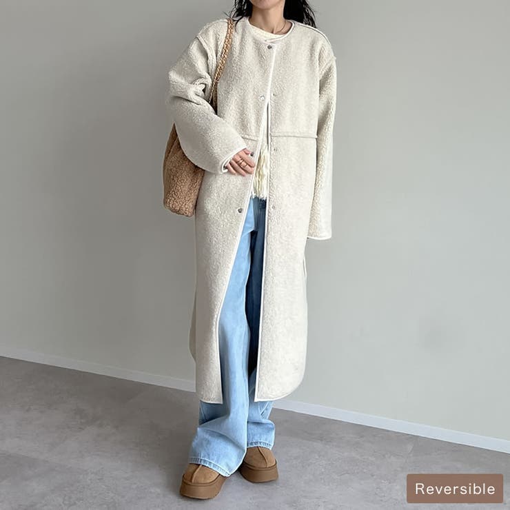 Re:EDIT [低身長サイズ有]ダブルフェイスボアフェイクムートンノーカラーコート アウター(コート・ジャケットなど) shoplistselect-10356927 SHOPLIST パッケージ画像