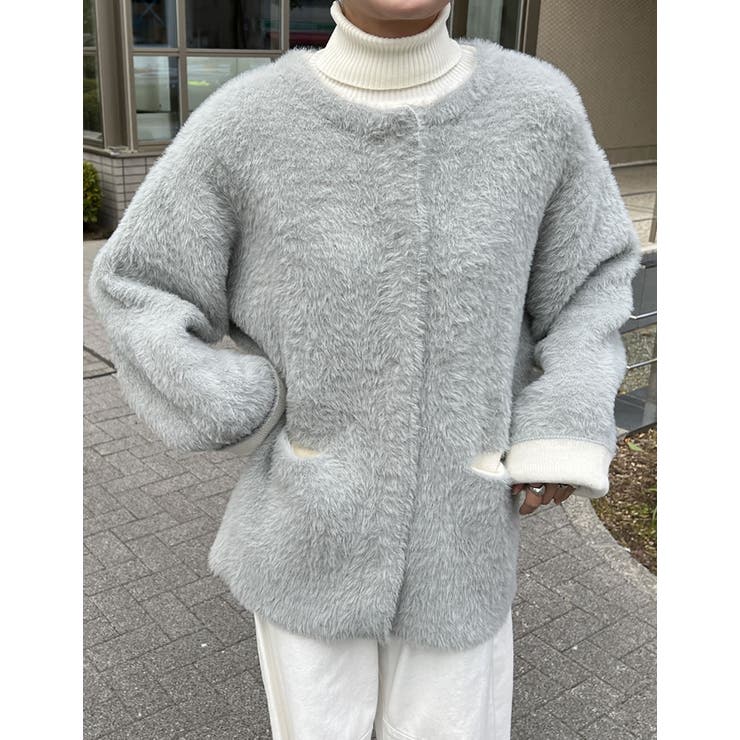 Re:EDIT ラメ配色ノーカラーニットコート アウター(コート・ジャケットなど) shoplistselect-10356865 SHOPLIST サンプル画像3