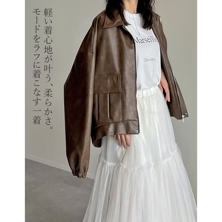 Re:EDIT [2025AW COLLECTION][低身長サイズ有]フェイクレザージップブルゾン アウター(コート・ジャケットなど) shoplistselect-10356887 SHOPLIST サンプル画像2