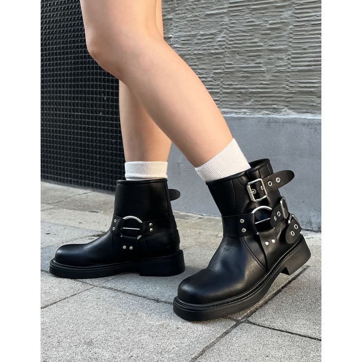 Re:EDIT [大きいサイズ有]バックルデザインミドルエンジニアブーツ シューズ・靴 shoplistselect-10356912 SHOPLIST サンプル画像2