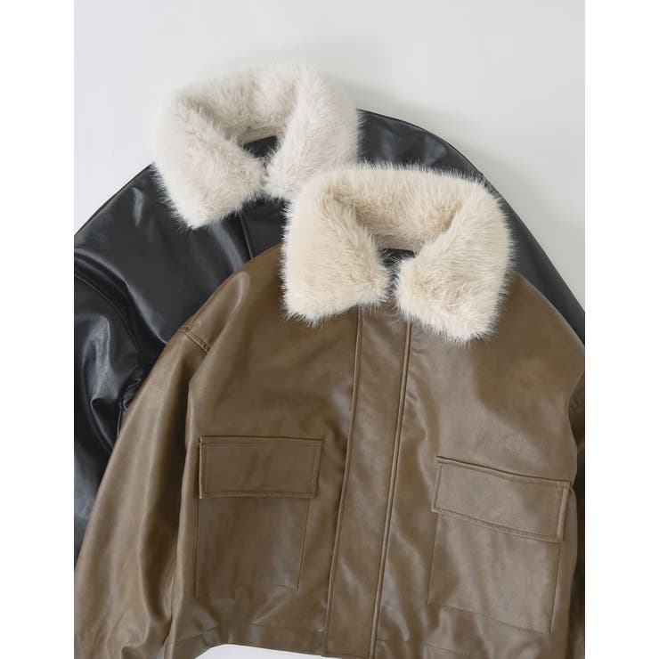 Re:EDIT [2024-25 WINTER COLLECTION]2WAYヴィンテージライクファー付フェイクレザージャケット アウター(コート・ジャケットなど) shoplistselect-10356905 SHOPLIST サンプル画像2