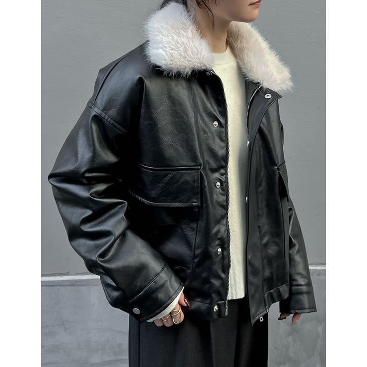 Re:EDIT [2024-25 WINTER COLLECTION]2WAYヴィンテージライクファー付フェイクレザージャケット アウター(コート・ジャケットなど) shoplistselect-10356905 SHOPLIST サンプル画像3