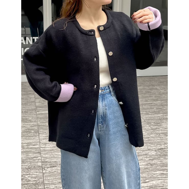 Re:EDIT バイカラー金釦起毛ニットコート アウター(コート・ジャケットなど) shoplistselect-10356868 SHOPLIST サンプル画像3