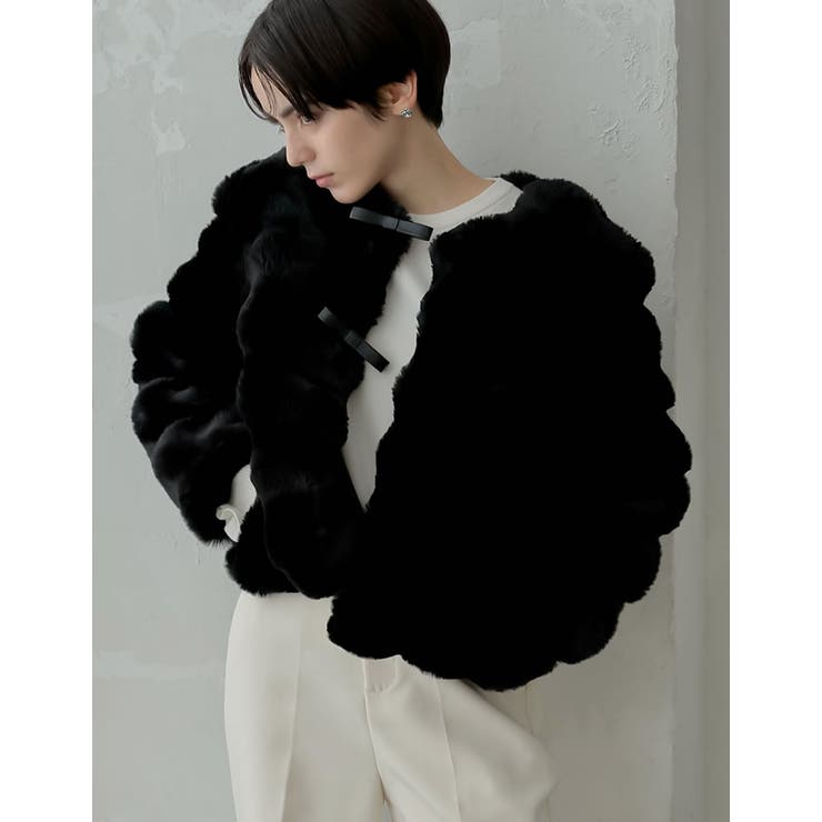 【10％OFFクーポン！8/11(火)1:59まで】Re:EDIT [2024-25 WINTER COLLECTION][MEISM by Re:EDIT]ブロックフェイクファーリボン付ショートコート アウター(コート・ジャケットなど) shoplistselect-10356911 SHOPLIST サンプル画像2
