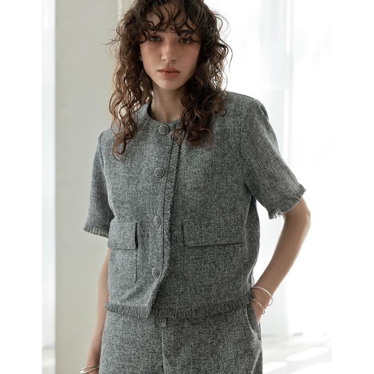 Re:EDIT [2025 SUMMER COLLECTION]サマーツイード半袖ノーカラージャケット アウター(コート・ジャケットなど) shoplistselect-10356860 SHOPLIST サンプル画像2