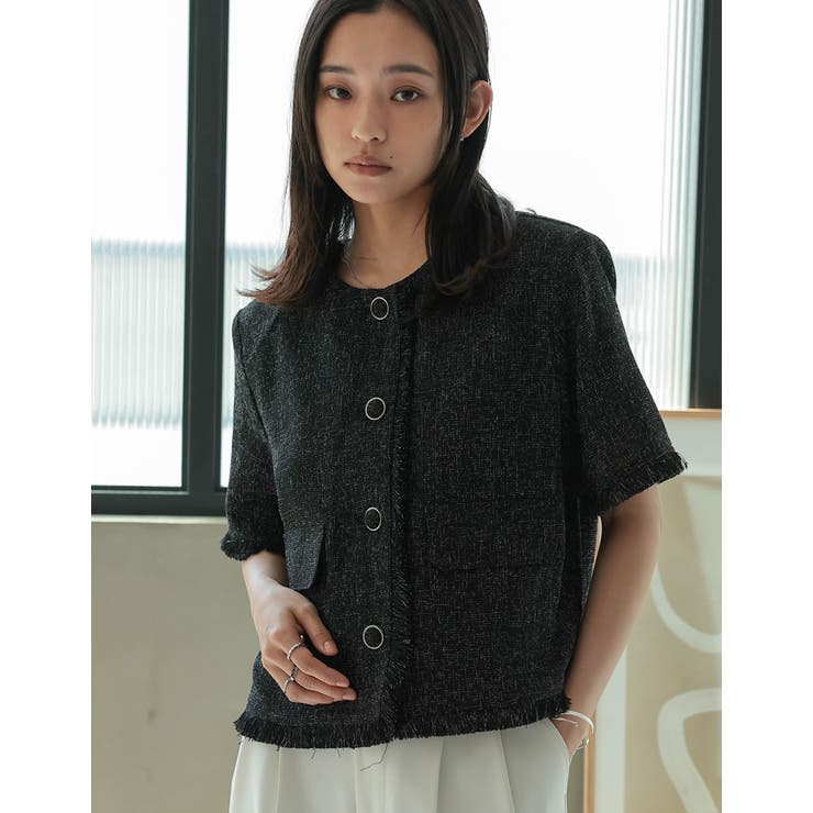 Re:EDIT [2025 SUMMER COLLECTION]サマーツイード半袖ノーカラージャケット アウター(コート・ジャケットなど) shoplistselect-10356860 SHOPLIST サンプル画像3