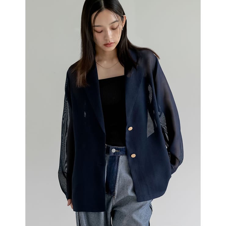 Re:EDIT 鹿の子メッシュ長袖テーラードジャケット アウター(コート・ジャケットなど) shoplistselect-10356864 SHOPLIST サンプル画像2