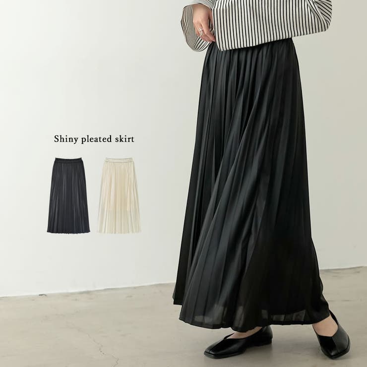 【10％OFFクーポン！11/27(木)1:59まで】Re:EDIT シンプルながらも華やかなプリーツスカート シャイニープリーツロングスカート スカート/スカート スカート