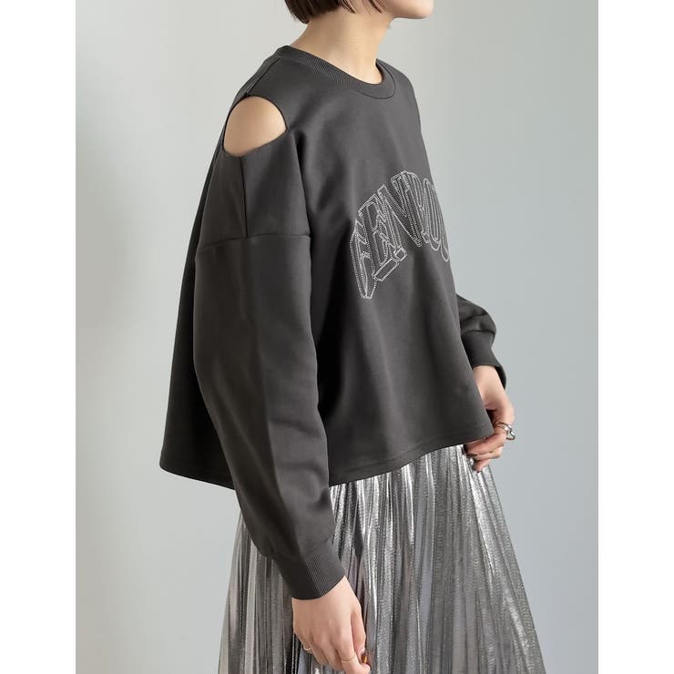 Re:EDIT 裏毛刺繍ロゴ肩スリットあきショート丈トップス トップス shoplistselect-10357057 SHOPLIST サンプル画像3