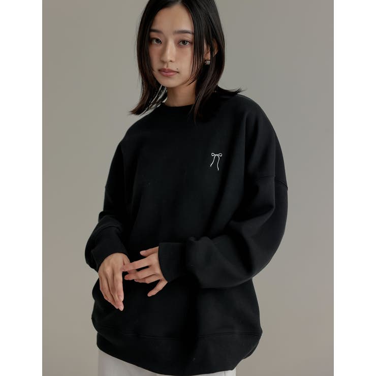 Re:EDIT 裏起毛ハートorリボンワンポイント刺繍スウェット トップス shoplistselect-10357062 SHOPLIST サンプル画像3