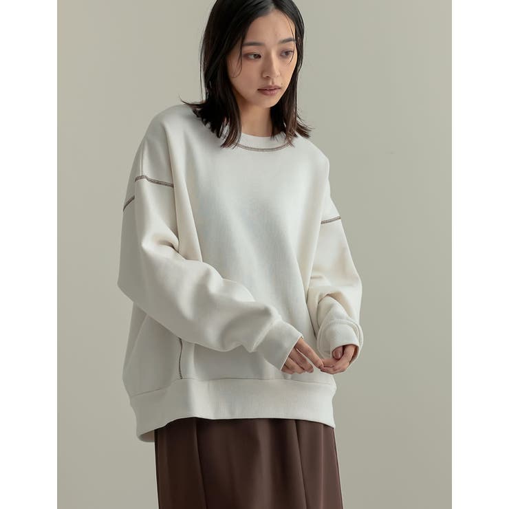 Re:EDIT 無地or配色ステッチ裏起毛スウェットプルオーバー トップス shoplistselect-10357063 SHOPLIST サンプル画像3