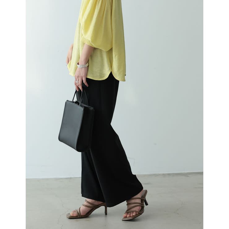 Re:EDIT ウエスト部分はすっきりと見せ、穿くだけで綺麗なシルエットに [2022S/S COLLECTION][低身長/高身長サイズ有]ジョーゼットセンタープレスセミワイドパンツ パンツ/パンツ パンツ・ズボン shoplistselect-10357177 SHOPLIST サンプル画像3