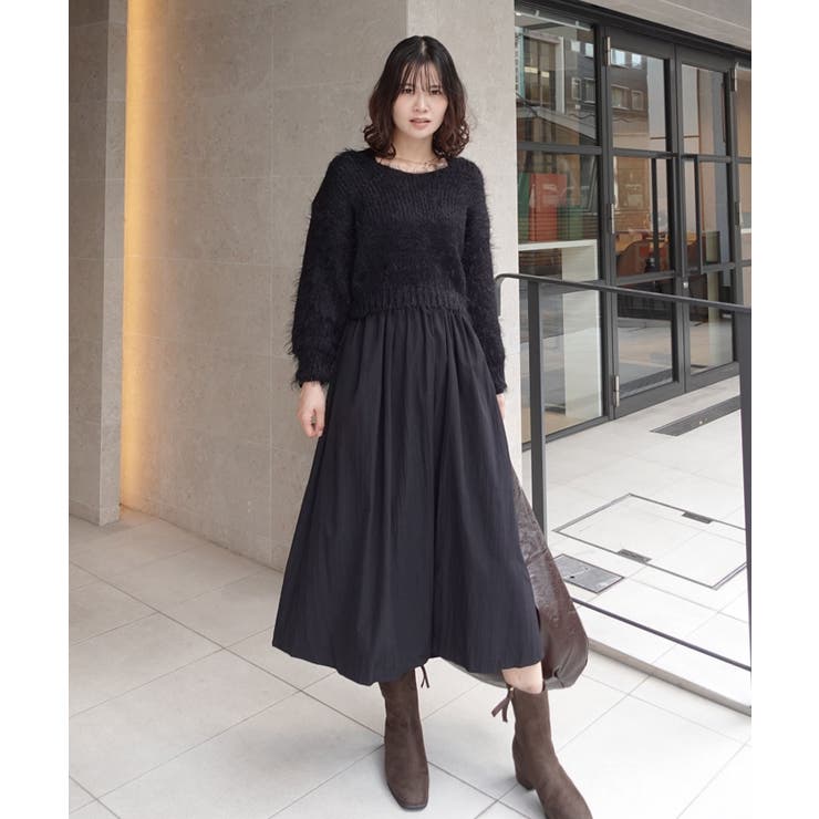 【10％OFFクーポン！11/27(木)1:59まで】CORNERS フェザーヤーンニット×フレアーワンピースセット スーツ