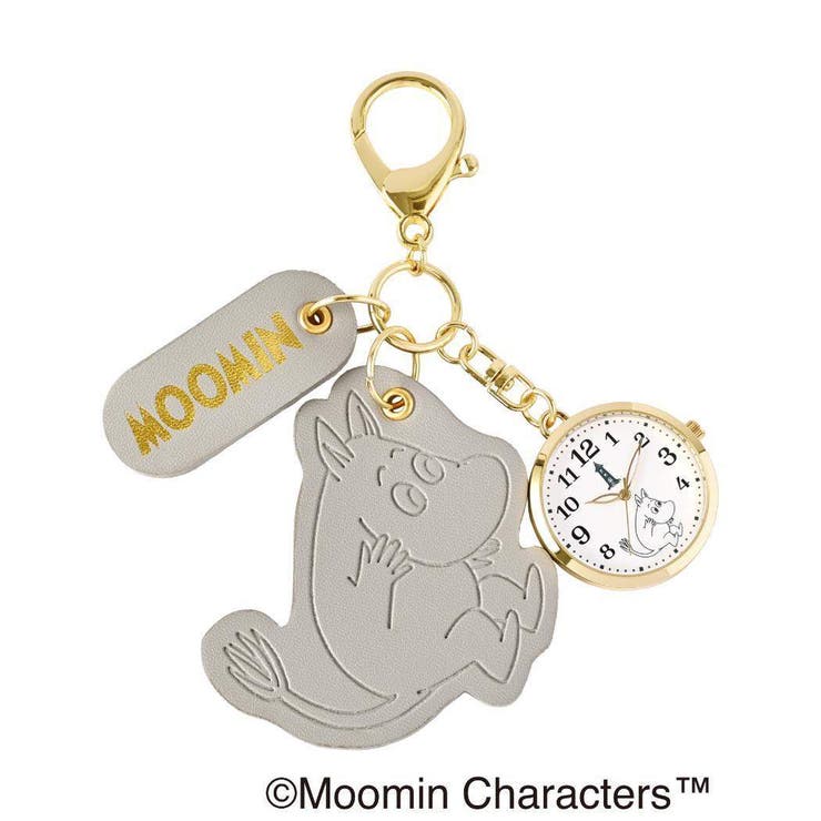 【10％OFFクーポン！12/11(木)1:59まで】cinemacollection ムーミン キーホルダー時計 ムーミン型押しレザーチャームKC GY グレー 北欧 フィールドワーク バッグチャーム キャラクター グッズ アクセサリー