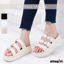 【5/16 1:59まで 5%OFFクーポン】attagirl トリプルストラップミュールサンダル シューズ・靴