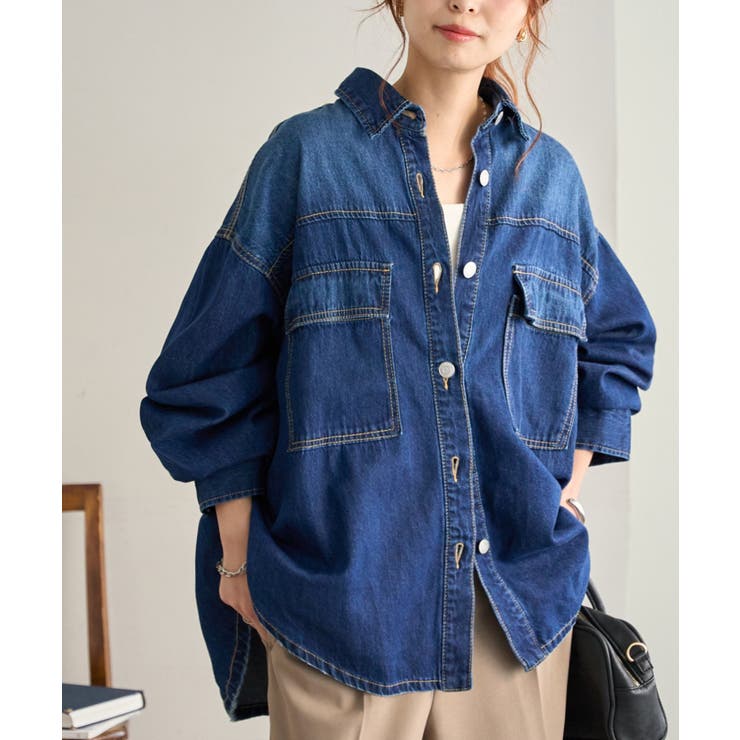 PAL GROUP OUTLET 【Discoat】デニムビッグシャツ トップスのサムネイル