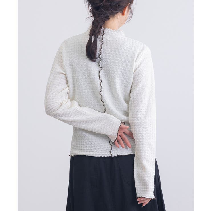 【10％OFFクーポン！11/27(木)1:59まで】SETUP7【WOMEN】 【SETUP7】ヘリンボーンJQD配色メロウハイネック長袖 GLR トップス