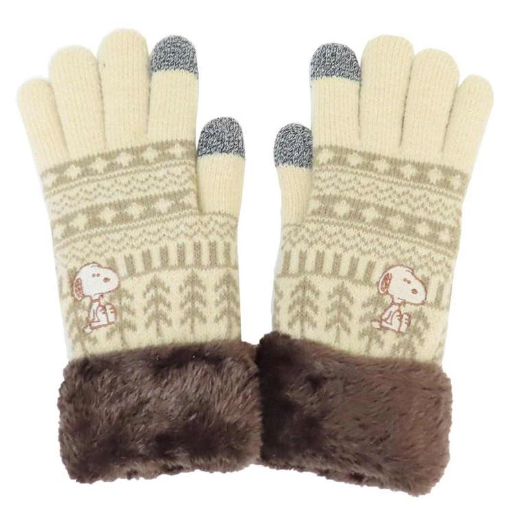 cinemacollection スヌーピー 手袋 ワンポイント刺繍スマホ対応手袋 みつめる ピーナッツ スモールプラ..