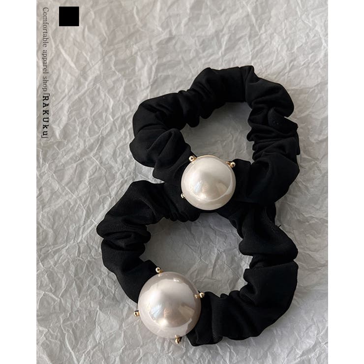 RAKUku 3size ビッグパールシュシュ パールゴム オケージョン 高級感 ヘアアクセサリー