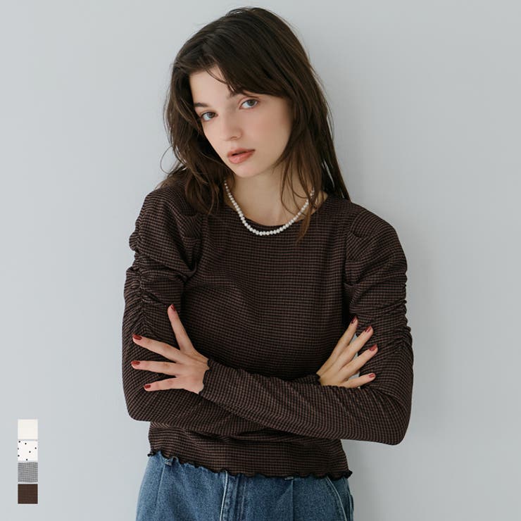 coca 【新色追加】クレープシャーリングパフスリーブトップス トップスのサムネイル