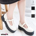 【5%OFFクーポン 9/11 1:59まで】attagirl 厚底Tストラップシューズ シューズ・靴