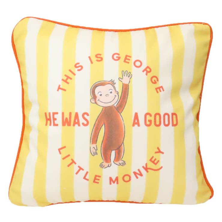 cinemacollection おさるのジョージ スクエアクッション クッション グッドストライプ 丸眞 インテリア 絵本キャラクター グッズ その他