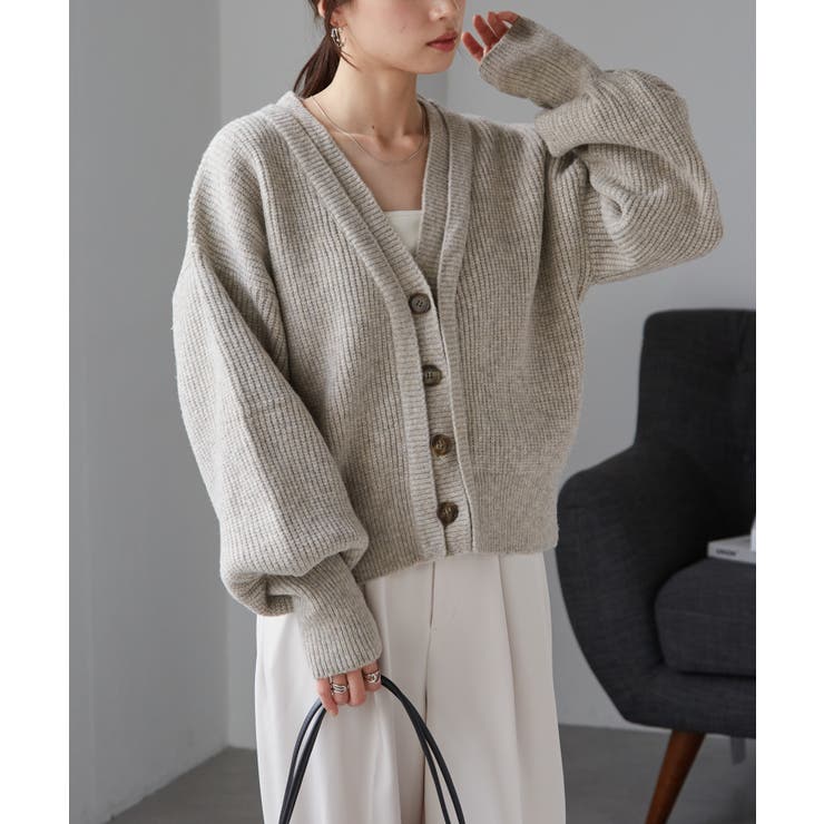 RANAN フロントレイヤードVカーディガン トップス