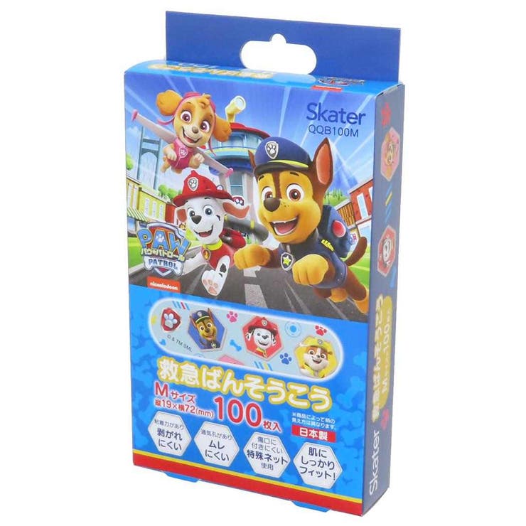 【10％OFFクーポン！5/7(木)9:59まで】cinemacollection パウパトロール 絆創膏 救急ばんそうこう Mサイズ 100枚入り スケーター 傷直し バンソウコウ アニメキャラクター グッズ その他cinemacollection