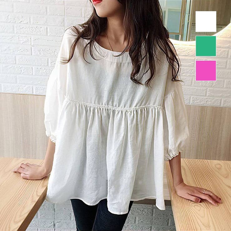 maison de LATIR ランタンスリーブが大人可愛いチュニック 胸元切り替えし おしゃれ かわいい 大人っぽい ドロップショルダー ワンピース風 冬 透け感結婚式 フォーマル オフィス 冬 韓国ファッション トップス