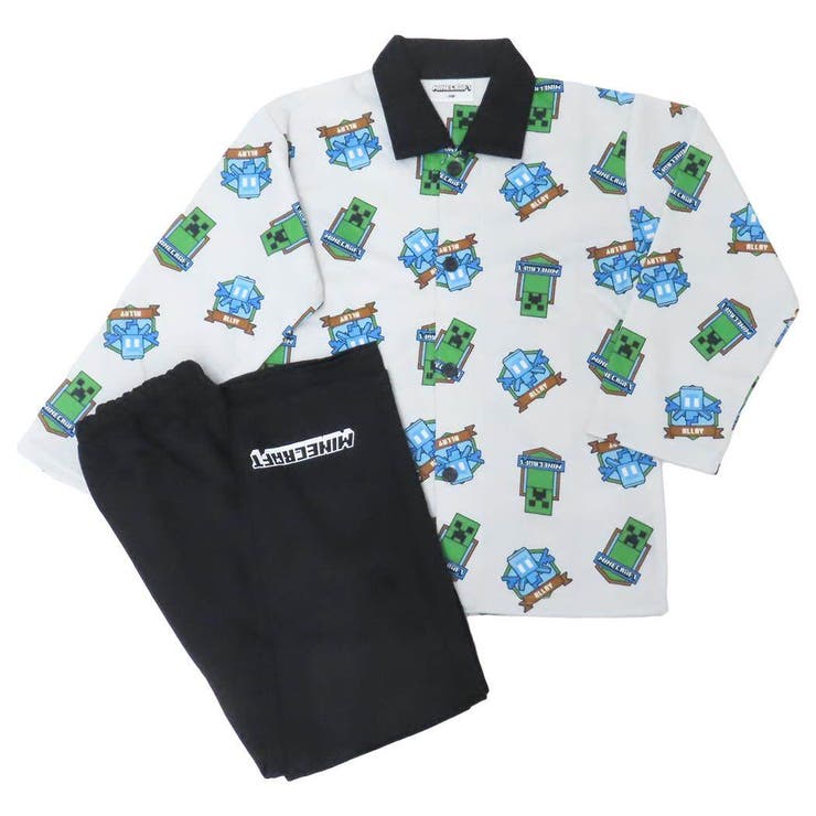 cinemacollection マインクラフト キッズファッション 総柄長袖ニットシャツ アイスグレー Minecraft ..