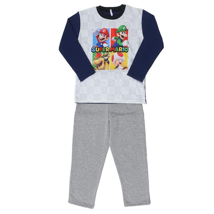 cinemacollection スーパーマリオ キッズファッション 長袖長パンツ ネイビー バンダイ キッズ 子ども ..