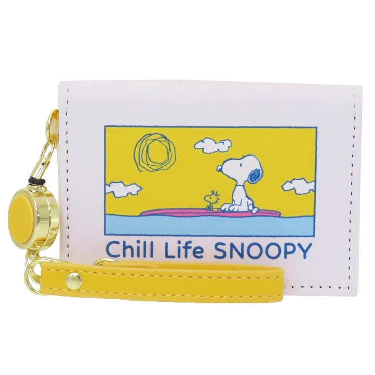 cinemacollection スヌーピー 定期入れ リール付き 2つ折りパスケース チルライフ ピーナッツ マリモクラフト ICカードケース パスケース キャラクター グッズ 小物
