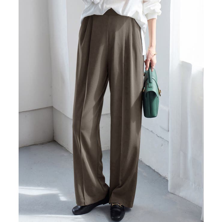 【10％OFFクーポン！2/10(火)1:59まで】alotta 楽ちん！美脚見えセンタープレスワイドパン パンツ・ズボン