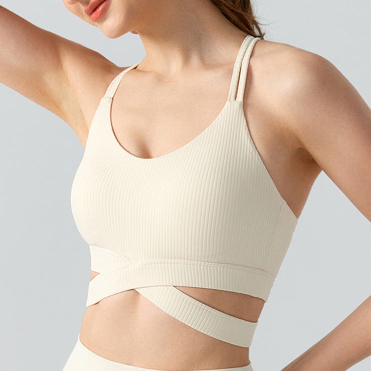 【10％OFFクーポン！11/27(木)1:59まで】レースレディース ソリッドカラー バッククロス リブ フィット..