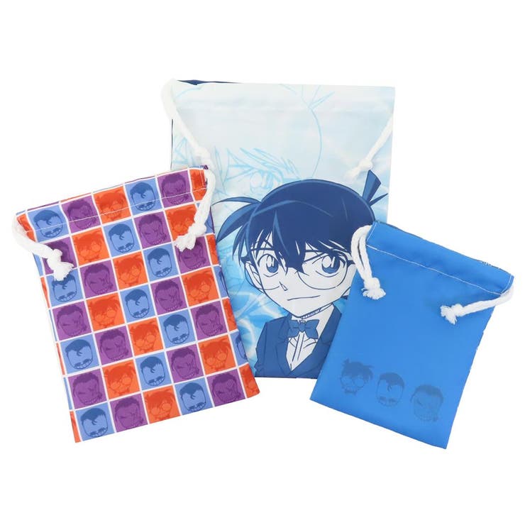 【10％OFFクーポン！2/10(火)1:59まで】cinemacollection 名探偵コナン 巾着袋 3P巾着 きんちゃくポーチ3枚セット コナン＆小五郎＆大和 リーフ＆ウォーターシリーズ 少年サンデー マリモクラフト 小物入れ アニメキャラクター