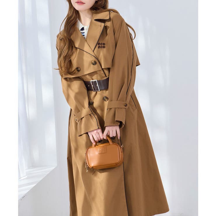 ウール100%のOLIVE des OLIVEのブラウンコート、ボタン付、ポケット付 OLIVE des OLIVE（オリーブデオリーブ） ステンカラーコート コート