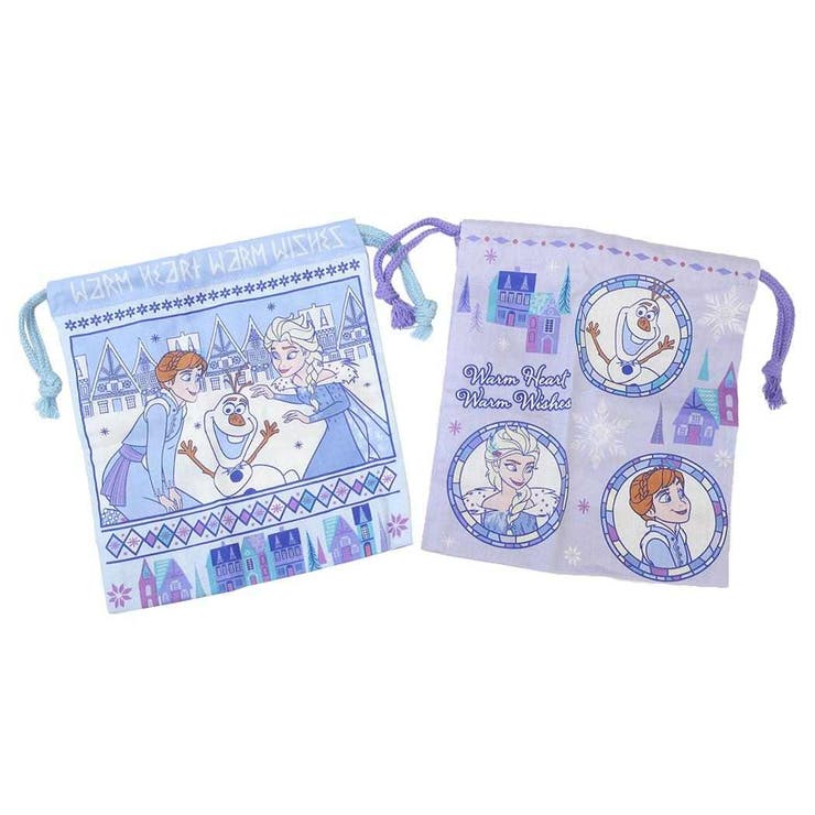 Other - cinemacollection アナと雪の女王 きんちゃく袋 マチ付き巾着 2枚組 ディズニー スケーター 巾着セット キャラクター グッズ 浴衣・着物