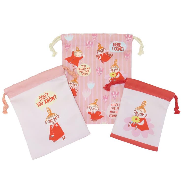 cinemacollection ムーミン 巾着袋 3P巾着 きんちゃくポーチ3枚セット リトルミイフェア ストライプ 北欧 マリモクラフト 小物入れ キャラクター グッズ 浴衣・着物