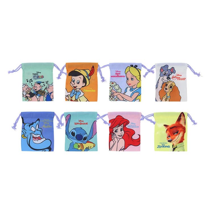 cinemacollection ディズニーキャラクター 巾着袋 ミニ巾着 全8種 8個入セット DC相関図 サンスター文具 コレクション雑貨 まとめ買い キャラクター グッズ 浴衣・着物