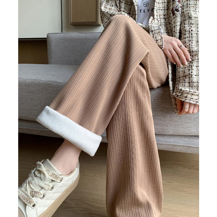 SUNSHINE CLOSET 裏起毛ストレートパンツ暖かい レディース パンツ・ズボン