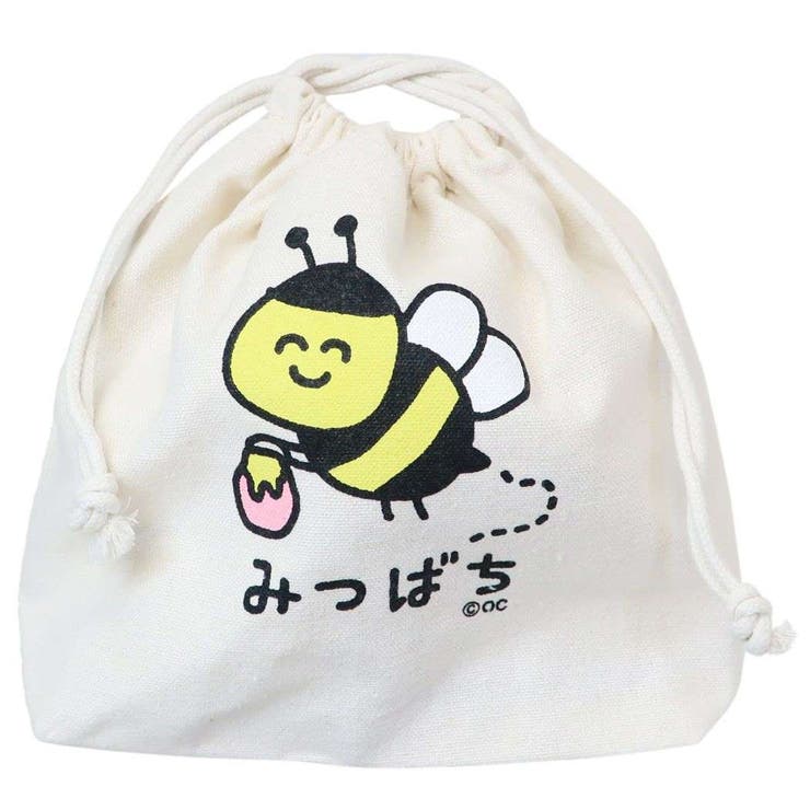 cinemacollection おえかきさん 巾着袋 マチ付ききんちゃくポーチ みつばちさん オクタニ 新学期準備雑貨 小物入れ おもしろ雑貨 グッズ 食器・キッチン用品