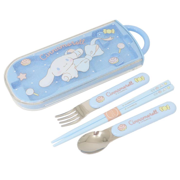 cinemacollection シナモロール カトラリーセット 抗菌食洗対応スライドトリオセット ビッグリボン サンリオ スケーター お箸＆スプーン＆フォーク キャラクター グッズ 食器・キッチン用品