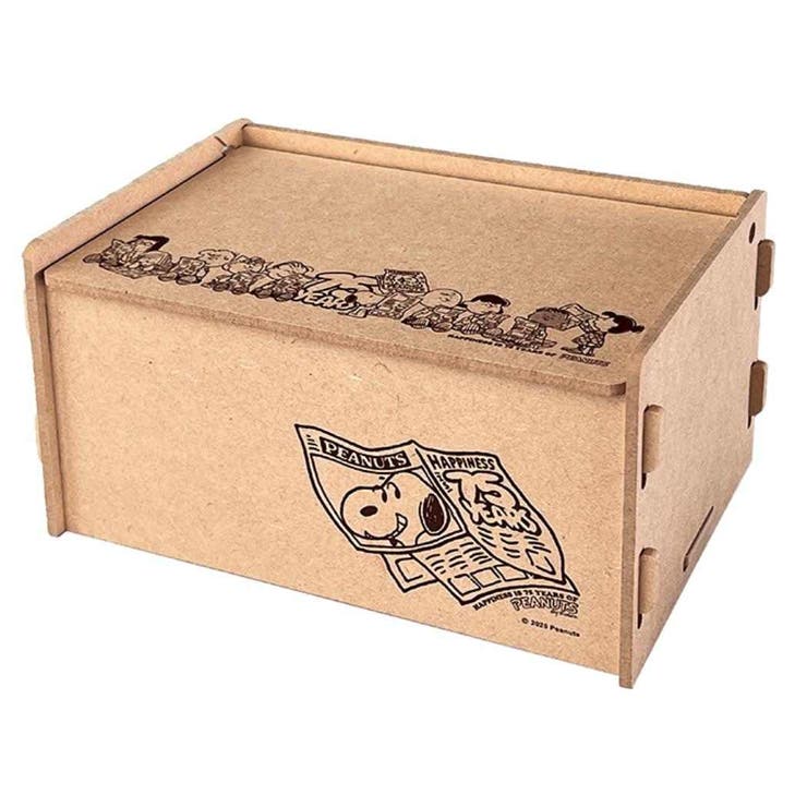 【10％OFFクーポン！本日実施中】cinemacollection スヌーピー 卓上収納 ふた付収納ボックス 75周年デザイン ピーナッツ ナガノファクトリー 小物入れ 木製 蓋付き キャラクター グッズ 収納・家具
