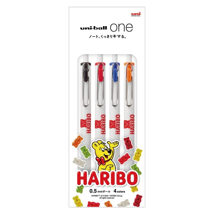 cinemacollection HARIBO ハリボー ボールペン ユニボールワン 0.5mm 4色セット お菓子パッケージ 三菱鉛筆 新学期準備文具 事務用...