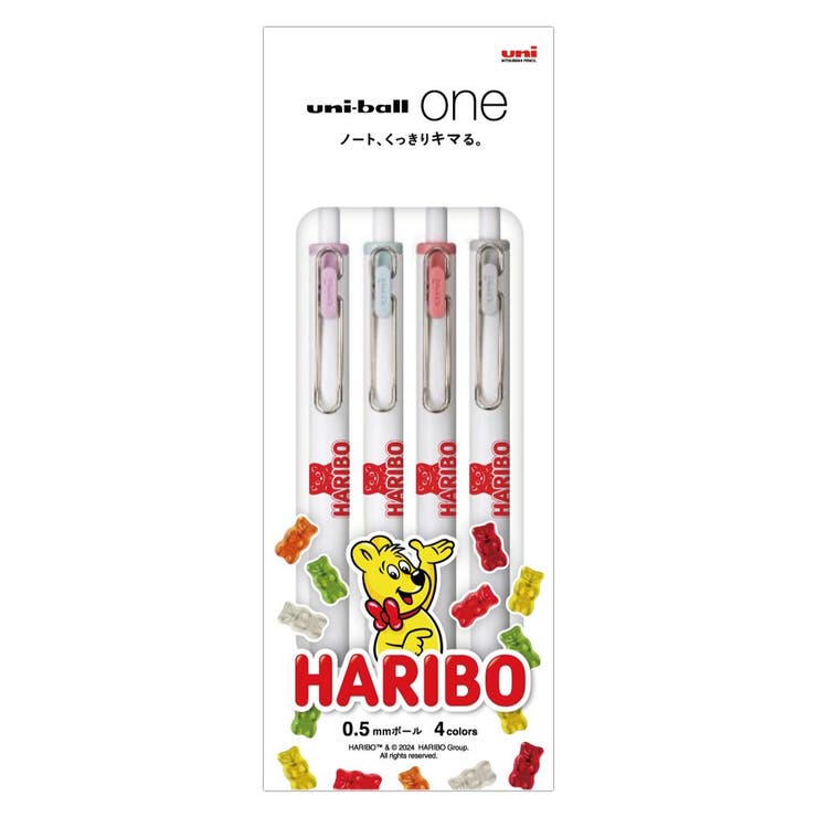 cinemacollection HARIBO ハリボー ボールペン ユニボールワン 0.5mm 4色セット お菓子パッケージ 三菱鉛筆 新学期準備文具 事務用...