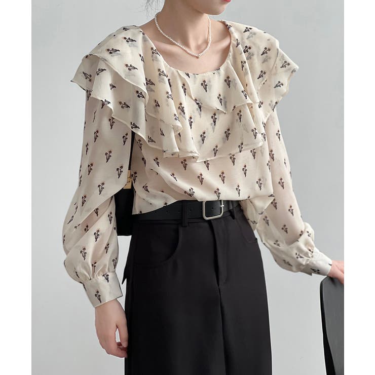 aimoha 花柄 フリル衿ブラウス 韓国ファッション ハイウエスト セクシー スカート ショート丈トップス 半袖 薄手 春服 夏服 春夏秋冬 ブーツ ロングワンピース トップス