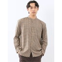 【10%OFFクーポン!11/27(木)1:59まで】TAKA-Q MEN ポートブリッジ/Port Bridge ネルチェック バンドカラー長袖シャツ トップ...
