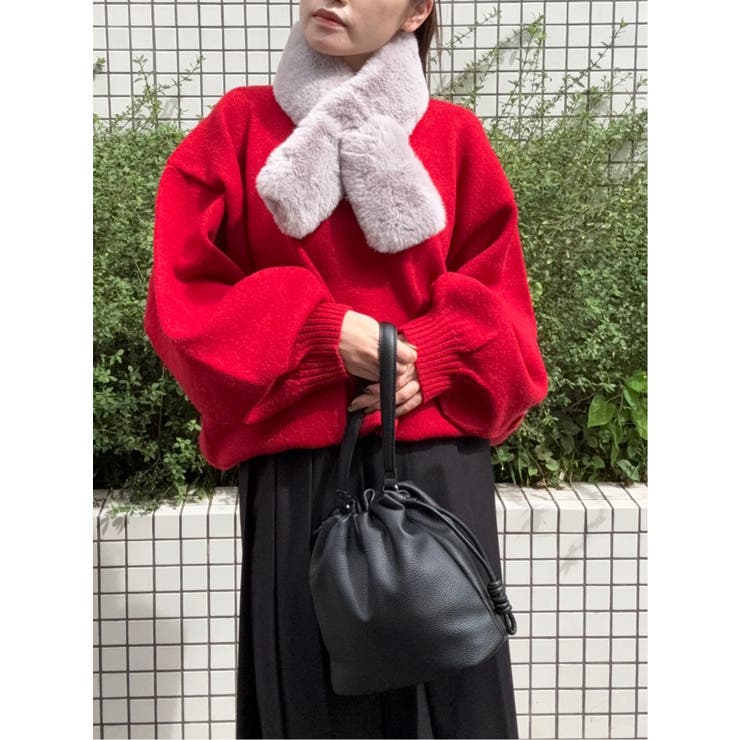 【10％OFFクーポン！2/10(火)1:59まで】TAKA-Q WOMEN DRAW(ドロー） / フェイクファーミニマフラー 小物