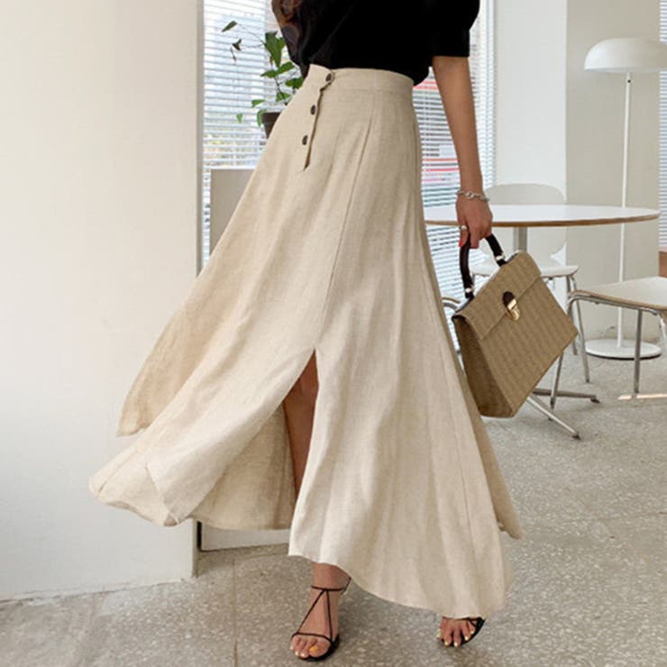 aimoha 【Jasmine Grandiflorum】麻のロングマーメイドスカート 韓国ファッション ハイウエスト オフィスカジュアル セクシー スカート トップス シアーシャツ 夏ワンピース 結婚式 ロングスカート ロングワンピース 秋服 夏服